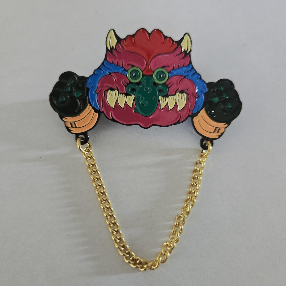 Colorful My Pet Monster Enamal Lin Brooch with Hand Cuffs